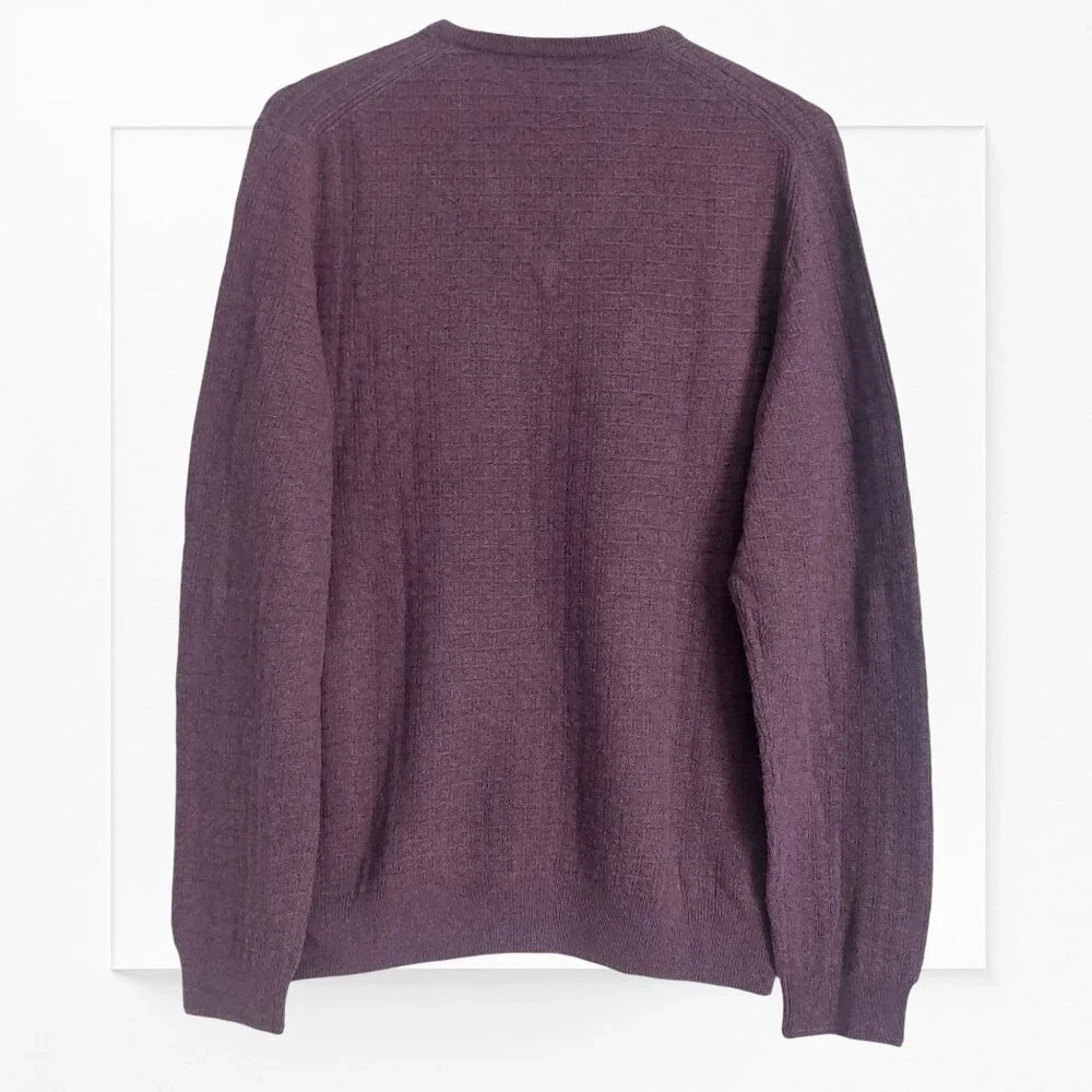 JoS. A. Bank Men's Wool Sweater L Burgundy Pullover V Neck Classic Menswear NEW - Picture 3 of 8
